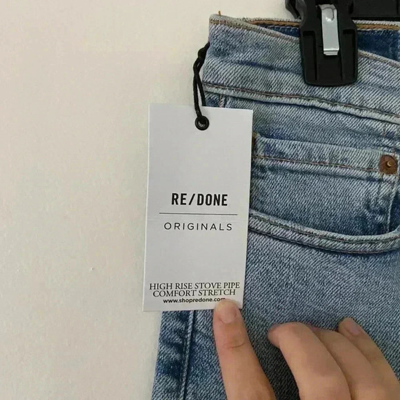 NWOT RE / DONE Comfort Stretch High Rise Stove Pipe Denim in Cloudy Blue Sz 28 - Picture 6 of 7